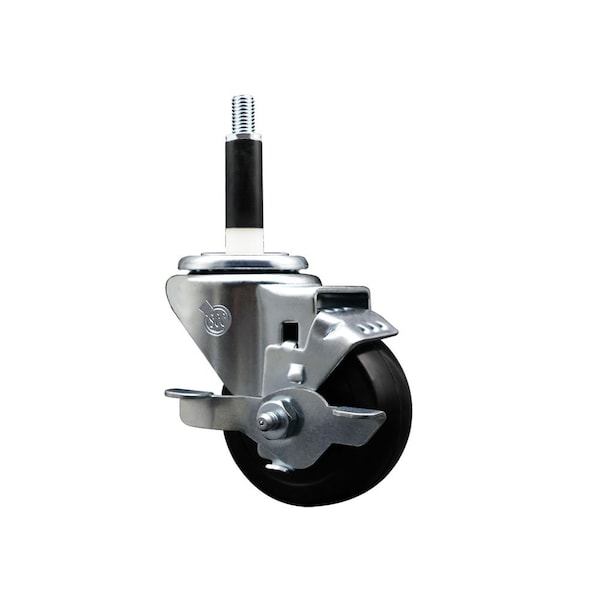3'' Hard Rubber Swivel 7/8'' Expanding Stem Caster with Brake